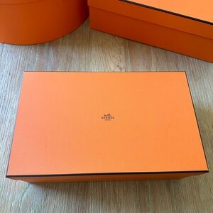 New authentic Hermes gift box, with ribbon and dust bag. 12” 8” 4.5”